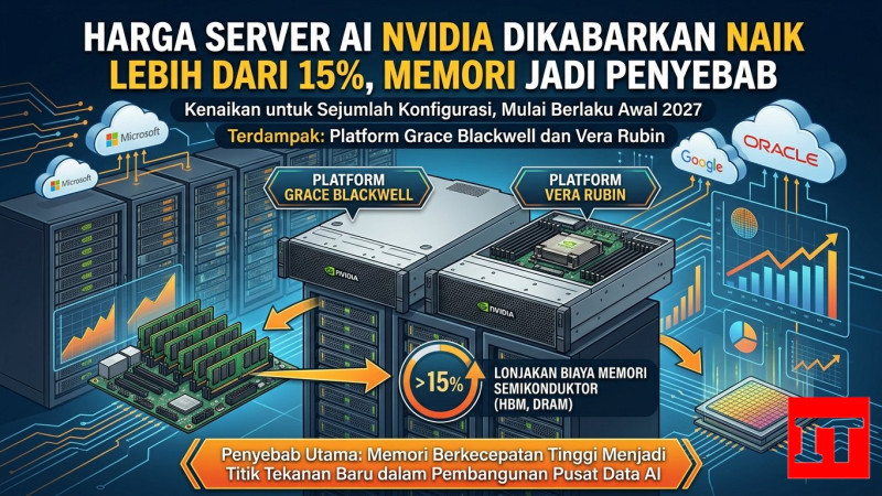 Harga Server AI NVIDIA Naik 15%, Memori Jadi Penyebab